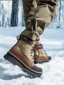 Men's Outdoor Adventures  Insulated Waterproof  Winter Snow Boots Protected & Warm - Brown - View 1