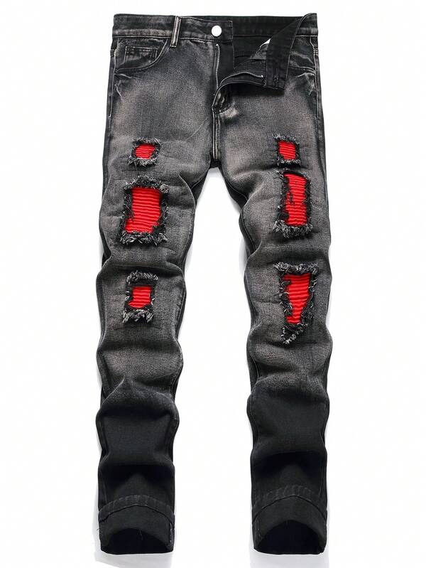 Men's Fashionable Street Style Outdoor Versatile Distressed Denim Jeans