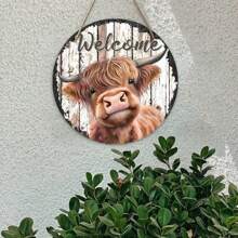 1 cái, Thẻ treo tròn bằng gỗ có dây thừng có thể treo trực tiếp bằng dây thừng, Biển báo sân Highland Cow - Treo tường bằng gỗ nhân tạo tròn 20cm - Biển báo chào mừng trang trí nhà nông đa năng, Đồ trang trí ngày lễ, Dùng cho nhà bếp, vườn, sân thượng, trang trí trong nhà và ngoài trời - Nhiều màu - Xem 7