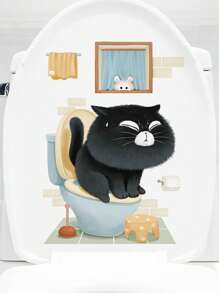 Funny Toilet Sticker, Waterproof Self-Adhesive Cartoon Toilet Seat Decal, Bathroom/Bedroom Decoration, Stickers, Wall Decal, Vinly Decal For Home Decorations, Spring Decoration Items Refresh Your Home, Rama Decoration Stickers Gifts Birthday Graduation
