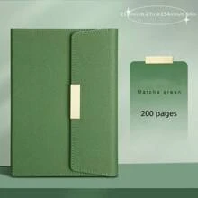 Cuaderno de negocios plegable con logo personalizable, tapa, caja de regalo, diario de reuniones de oficina, juego de útiles escolares - verde claro - Ver 10