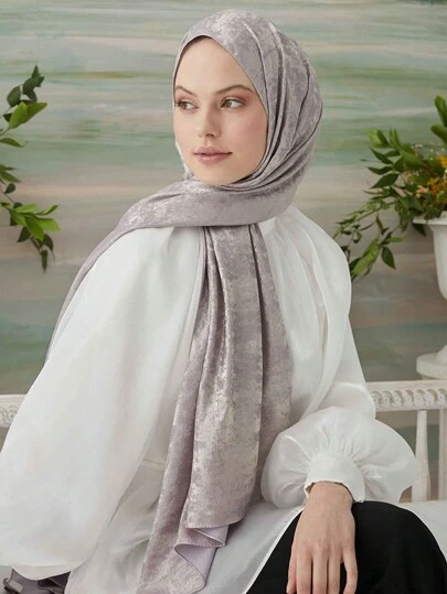 1pc Women's Metallic Print Shiny 70"X180" Large Square Scarf, Fashion Headscarf, Elegant Casual Lightweight Wrap, Suitable For Daily Outfit