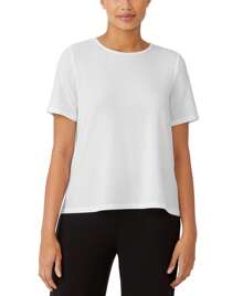 EILEEN FISHER Crewneck Short Sleeve Top - White - View 2