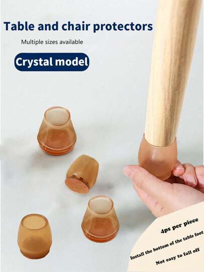 4pcs/Set Chair Leg Pads, Noise-Dampening Durable Desk Furniture Covers, Silicone & Felt Chair Leg Protectors