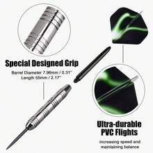 23g Darts Gift Set, Competition & Training Darts, Stainless Steel Dart Set, Suitable For Sisal & Bristle Dartboards - Dark Grey - View 6