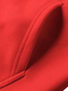2Pcs Womens Spring Fall Sportswear Solid Color Hooded Long Sleeves Sweatshirt Drawstring Slacks Set Streetwear - 紅色 - 查看 4