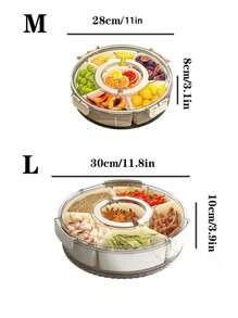 1pc Food Container Box With Divider Tray, Lid And Handle, Portable Rotating Snack Platter, Suitable For Candies, Fruits, Nuts, Snacks, Party, Entertainment, Picnic Christmas Gift