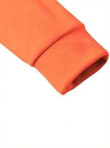 2Pcs Womens Spring Fall Sportswear Solid Color Hooded Long Sleeves Sweatshirt Drawstring Slacks Set Streetwear - Naranja - Ver 6