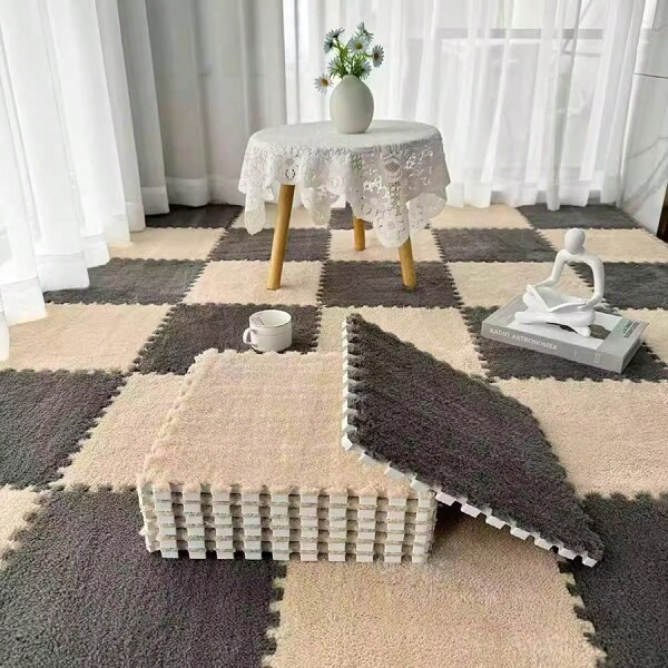 10pcs Beige Patchwork Rugs, Minimalist And Practical Multi-Purpose