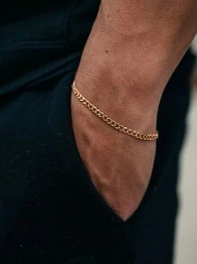 1 pezzo Braccialetto catena in acciaio inossidabile dorato, accessorio di gioielleria personalizzato stile hip-hop da uomo