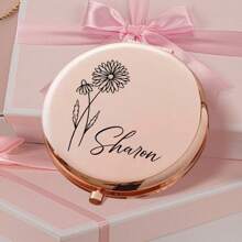 1 件定制名字花化妆镜 - 个性化优雅袖珍镜，便携式折叠镜，送给女性、朋友的理想礼物 - 适合婚礼、生日、伴娘、毕业典礼和旅行礼物 - 梳妆台和沐浴日常用品
