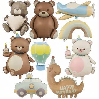 1个哑光气球熊 哑光汽车 哑光飞机 生日派对装饰 气球熊 汽车飞机 气球泰迪熊 可爱熊 蛋糕 棕熊 棕熊 可爱恐龙 哑光恐龙 适合生日派对 派对用品 派对装饰 结婚纪念日 毕业派对 新年派对