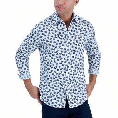 Club Room Mens Long Sleeve Alluna Floral Shirt