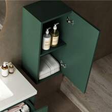 JOVI 14" Wall-Mounted Floating Bathroom Vanity Side Cabinet With A Door And A Shelf, (Suitable For JODI Bathroom Vanity), Green - Green - View 2