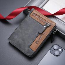 1 pieza Cartera de hombre de estilo nuevo, vintage y moda, con cremallera multifuncional, cartera versátil para estudiantes con múltiples compartimentos para tarjetas, regalo para hombres, regalo para el Día de San Valentín