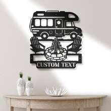 Truck Camper Metal Signs Personalized Metal Name Sign Camping Campfire Art Decor Home Outdoor - Black - View 4