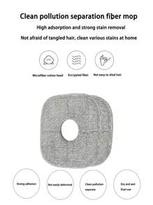 1/2/5 件拖把替换头，方孔/圆孔平板拖把布，干湿两用清洁替换拖把垫，适用于旋转拖把 - 灰色 - 查看 6