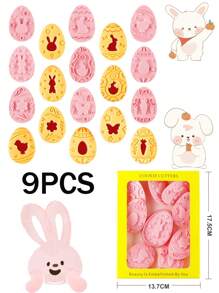 9pcs Easter Jam Cookie Mold Set, 3D Plastic DIY Embossed Baking Mold For Cookies Easter Easter Decorations Easter Decor Easter Giftseaster Mold