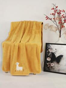 1pc High-End Coral Fleece Bathrobe, Multi-Color Optional, Cartoon Alpaca Embroidery, Super Absorbent, Suitable For Bathroom, Outdoors, Dorms, Beach, Adults & Students, No Optical Brighteners, No Fading, No Shedding,Women Valentine Gift Birthday Boyfriend Girlfriend Home Bathroom Decor Shower Towels For Beauty Salon, Hotel Sports,Home Essentials, Towel, Skin Care Bath Towel Sheet