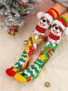 1 Pair Of Red And Green Christmas Socks Are Cute, Suitable For Christmas Parties And Suitable As Christmas Gifts