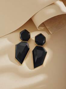 1 Pair 2024 New Exaggerated Geometric Colorful Acrylic & Metal Earrings, Unique Creative Design, Minimalist Style, Versatile For Women Party, Daily Wear, Gift