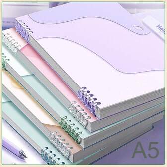 1-3-6 pièces Cahier à anneaux A5 avec spirale épaisse - 60 feuilles (120 pages) détachables, papier à écrire lisse - couverture texturée en velours, fournitures scolaires, rentrée des classes