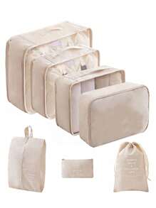 9 件旅行收纳套装：化妆刷袋、化妆包、护肤品收纳袋、大容量服装收纳袋、多功能拉链袋、手提包、旅行包、网袋、鞋袋、瓶袋、束口袋、储物袋、内衣收纳袋 - 彩色 - 查看 23