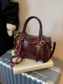 Bolsa de Mão de Luxo de PU Macio de Cor Sólida, Bolsa Casual Diária Retrô da Moda, Presente para Mulheres