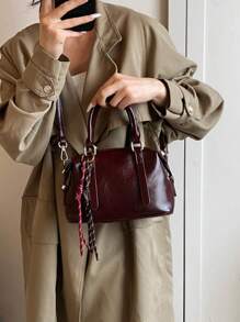 Bolsa de Mão de Luxo de PU Macio de Cor Sólida, Bolsa Casual Diária Retrô da Moda, Presente para Mulheres