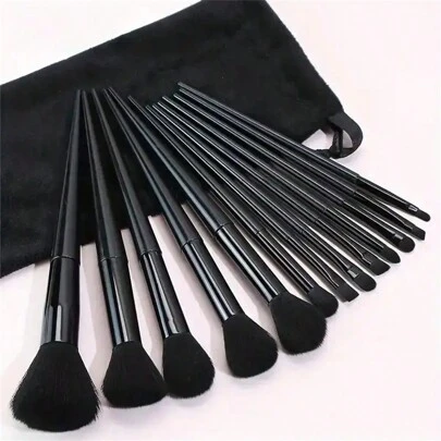 13pcs Professional Makeup Brush Set With Velvet Pouch - Soft Synthetic Bristles, Professional Cosmetic Tools, Suitable For All Skin Types, Perfect For Foundation, Powder, Blush, Etc. - An Ideal Christmas Gift For Beginners And Professionals.