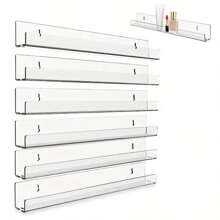 1/2/4件4/7/12/15英寸透明亚克力U型壁挂式收纳架，无需钻孔，指甲油展示架，厨房调味品收纳架