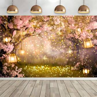 1pc Pinky Fantasy Forest Theme 1st Birthday Photography Backdrop Background Cloth