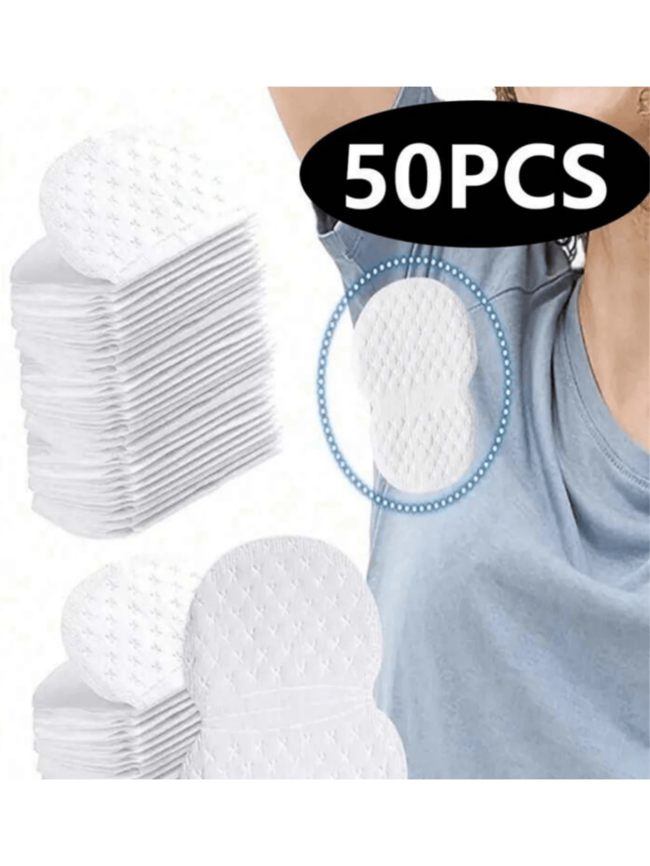 10/30/50片夏季排汗垫，超薄透气腋下吸汗垫，夏季降温配件 - 彩色 - 查看 1