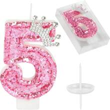 1 pièce Bougie numéro d'anniversaire, bougie de gâteau d'anniversaire couronne rose, bougie numéro pailleté décorations de gâteau, convient aux filles, femmes, célébrations d'anniversaire, pour anniversaire, anniversaire, fête de retraite et mariage, bougies d'anniversaire, décorations d'anniversaire, joyeux anniversaire, décoration de pièce