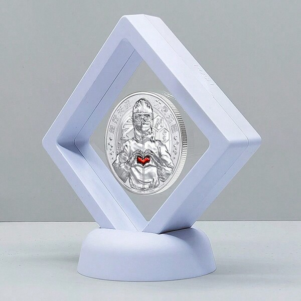 2pcs Coin/Badge Display Storage Box, Commemorative Coin/Medal Dust-Proof Showcase Holder, Jewelry Desktop Display Stand
