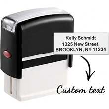 Customized Address Stamp With Return Address - 3 Lines - Self-Inking Rubber Stamp - Online Customization, Available In Red, Black, Blue, Orange, Green, And Purple Ink Pads Back To School, Ornamental, Multi-Functional, Ideal Gifts For Him, Ideal Gifts For Her, Boyfriend, Girlfriend, Family, Friends, Children, Workers, Students, Clients, Her, For Business/Work/Office, For School, Back To School, Back To School, School Supplies - Multicolor - View 1