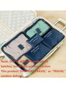 6pcs Travel Organizer Set - Foldable Luggage Organizer Bags, Compression Packing Cubes, Including Toiletry Bag, Cosmetic Bag, Underwear Bag, Shoe Bag, Underwear & Socks Organizer, Collapsible Clothes Storage Bags, Suitable For Suitcase, Travel, And Seasonal Storage Summer Holiday Bathroom Decor Makeup Organizer Bathroom Accessories Back To School - Pink - View 12