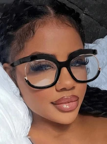 1 buc ochelari de vedere la modă cu lentile decorative simple, ochelari estetici simpli și Y2K pentru fotografie stradală