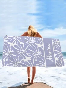 1pc Customized Beach Towel, Quick Dry Swimming Towel, Soft Beach Towel, Stylish Pool Towel, Customized Name, Cute, Fun, Lovely, Yoga Mat, Beach Accessory, Perfect For Mother's Day, Birthday, Ren's Day, Father's Day, Graduation, Wedding, Housewarming, Bathroom, Living Room, Bedroom, Home Summer Holiday Bathroom Decor Travel Essentials Travel Accessories Beach Essentials