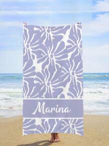 1pc Customized Beach Towel, Quick Dry Swimming Towel, Soft Beach Towel, Stylish Pool Towel, Customized Name, Cute, Fun, Lovely, Yoga Mat, Beach Accessory, Perfect For Mother's Day, Birthday, Ren's Day, Father's Day, Graduation, Wedding, Housewarming, Bathroom, Living Room, Bedroom, Home Summer Holiday Bathroom Decor Travel Essentials Travel Accessories Beach Essentials