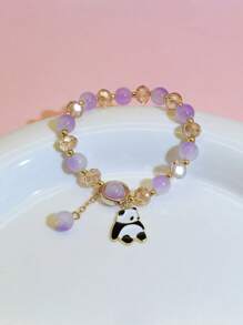 7pcs/Set New Black & White Panda Bead Bracelet Set, Chinese Style Sweet Princess Handmade Unique Friendship Bracelet For Kids, Multi-Color - one-size - View 14