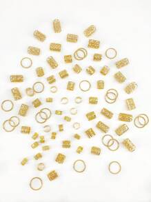 80pcs Mixed Hair Ring Dreadlocks Set, Personalized Street Party Braided Hair Clips Hair Accessories Loc Hair Jewelry For Braids For Girls And Women Boho,Gold Head Piece, School Stuff