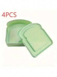 1 件/4 件便当盒、三明治容器、午餐盒塑料吐司形状食物储存三明治盒带盖、可重复使用、微波炉和洗碗机适用、适合家庭或成人、厨房用品、可爱形状和各种颜色、适合派对和户外野餐 - 彩色 - 查看 19