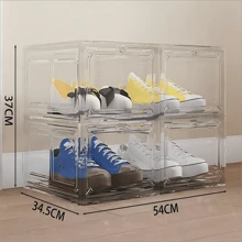 Black, Transparent, Dark Green Acrylic Shoe Box - Clear - View 2