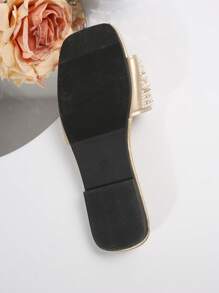 Women's Summer New Black Rhinestone Decor Casual Flat Sandals, Comfortable For Indoor & Outdoor Wear