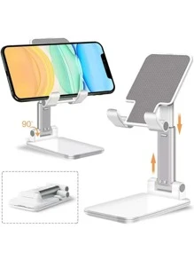 1Pc Foldable Phone Stand, Adjustable Phone Holder For Desk, Portable & Telescopic Tablet & IPad Stand, Height & Angle Adjustable Mount, Non-Slip Base, Essential Phone Accessories, A Great Phone Holder Stand, Perfect For Halloween, Christmas Gifts.