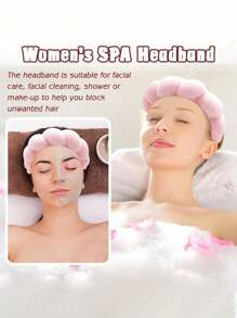 Conjunto de faixa de cabelo e pulseira de banho em veludo rosa coral com laço, faixa de cabelo feminina com borda larga, lavagem em cor sólida, acessório de cabelo moderno para a volta às aulas. - Rosa - Ver 4