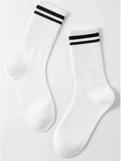 1/3/5/8/10 双男女通用长筒袜，黑白，吸湿排汗，透气，简约优雅，适合所有季节