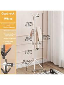 简易组装落地式衣帽架垂直衣帽架创意大堂挂衣架办公室铁艺衣帽架卧室春季简约夏季上衣 - 白色 - 查看 5