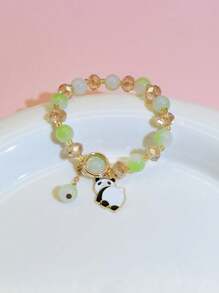 7pcs/Set New Black & White Panda Bead Bracelet Set, Chinese Style Sweet Princess Handmade Unique Friendship Bracelet For Kids, Multi-Color - one-size - View 8